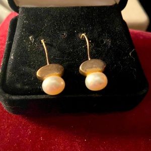 Pearl and gold earrings